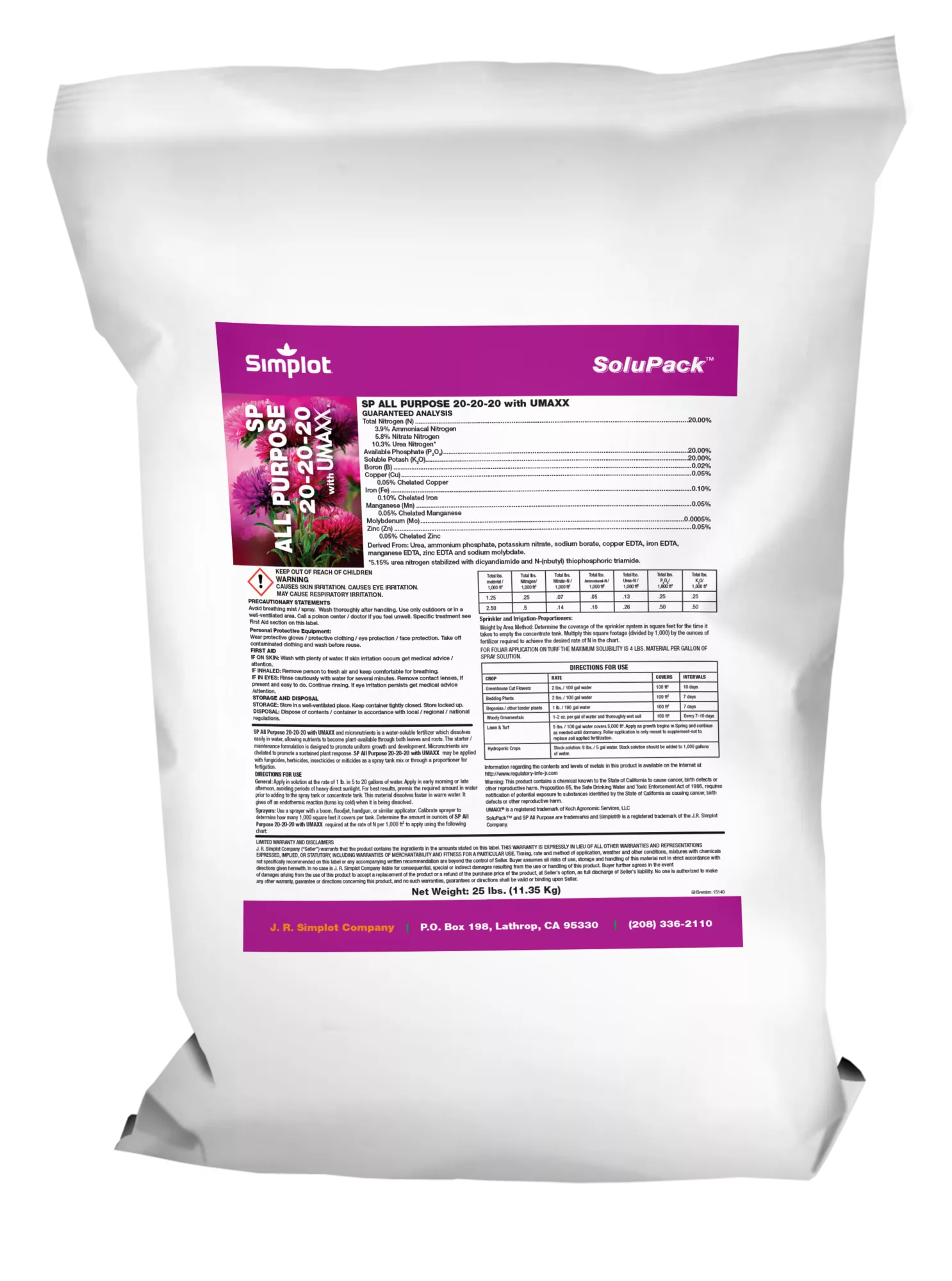 Simplot SP All Purpose 20:8:16 with UMAXX soluble fertiliser 11.34kg ...