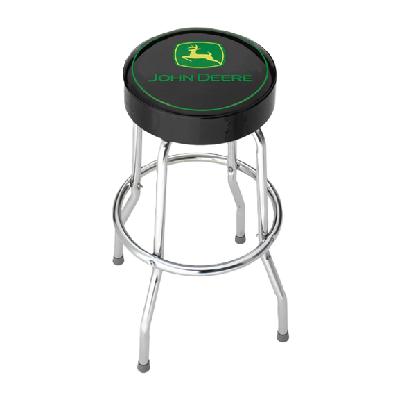 John Deere Gloss Black Vinyl Round Barstool
